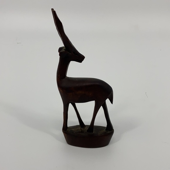 Wooden Brown Gazelle Home Decor Figure Hand Carved - Picture 4 of 7